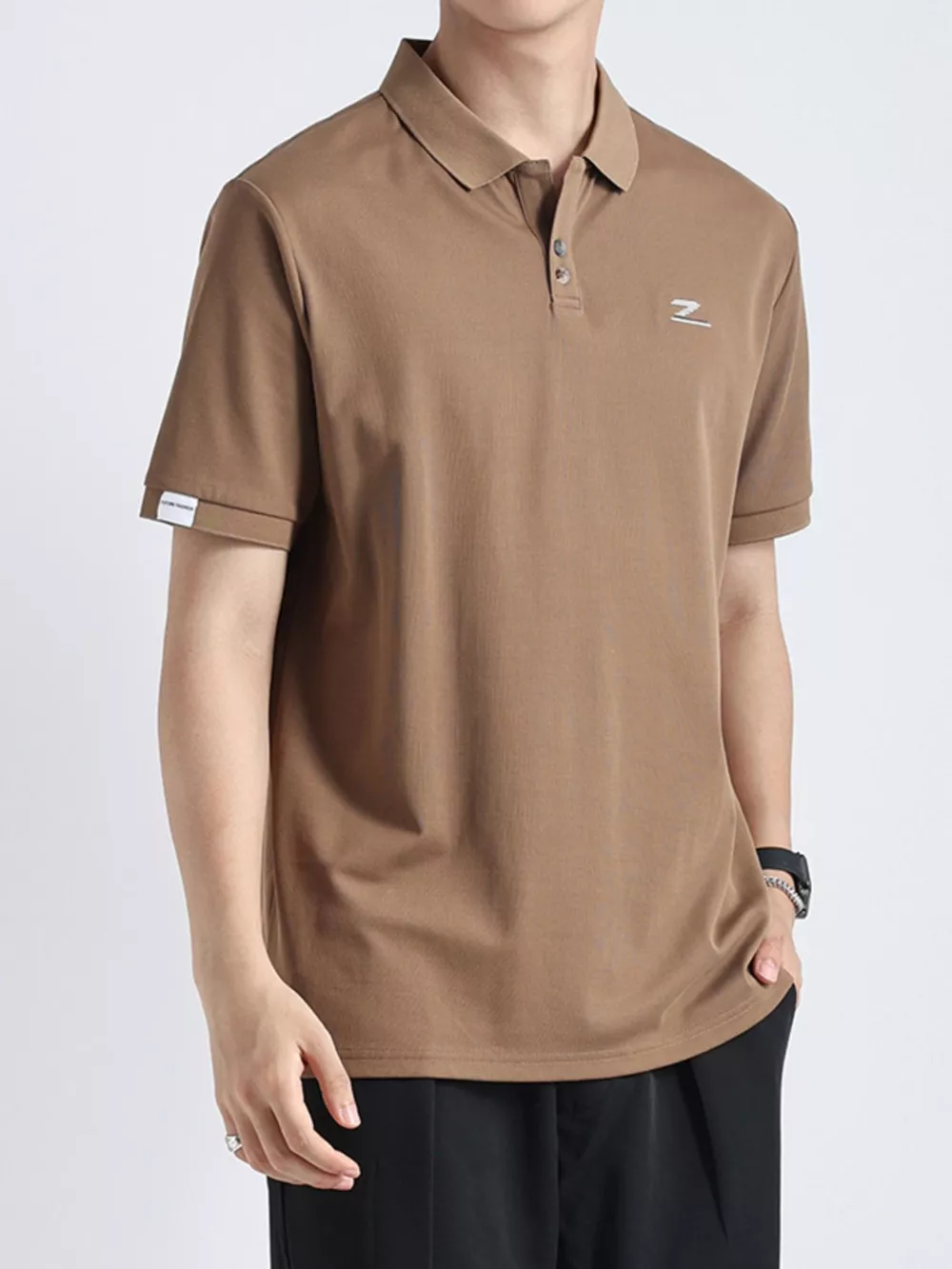 Men's Plus Size Button Detail Casual Textured Polo, image 6