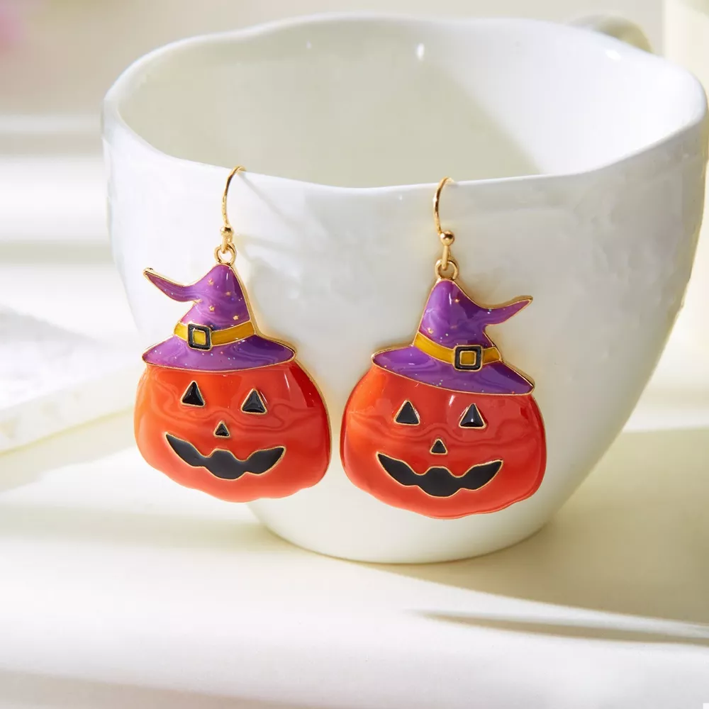 Halloween Pumpkin Dangle Earrings, image 3