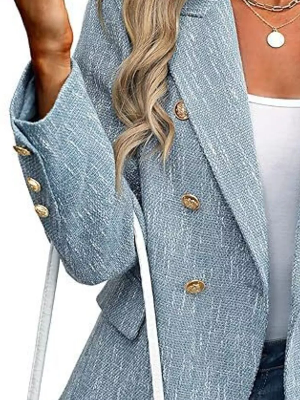 Double-Breasted Lapel Collar Blazer, image 4