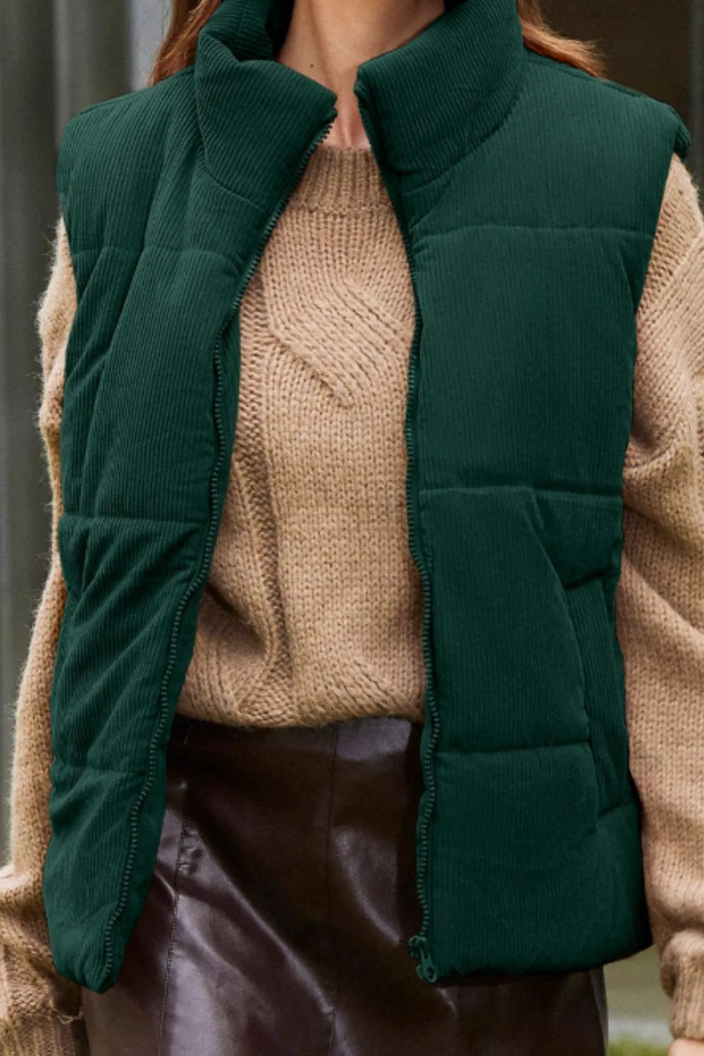 Zip Up Turtleneck Vest Coat, image 3