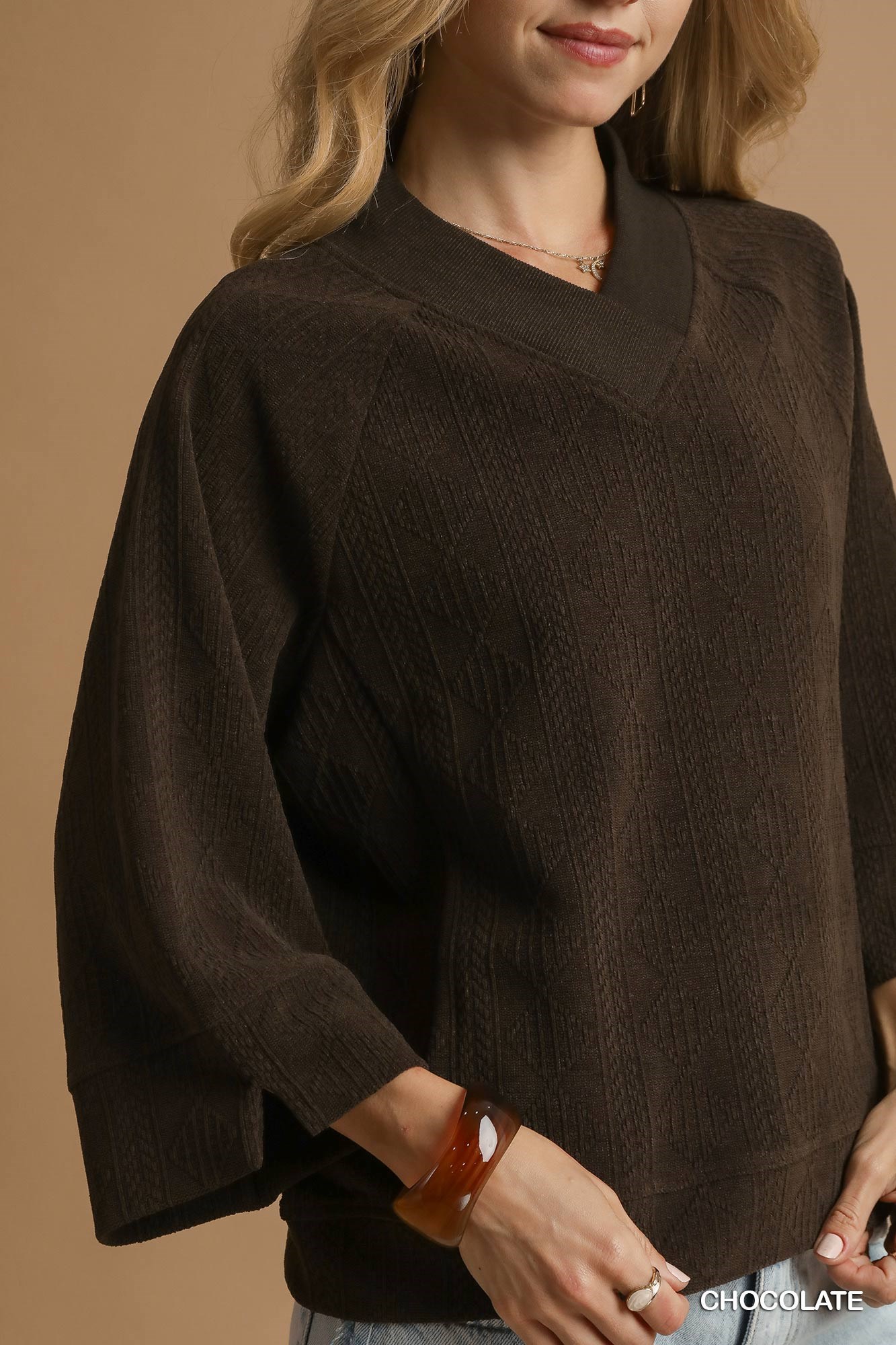 Textured Knit V-Neck Top, image 5