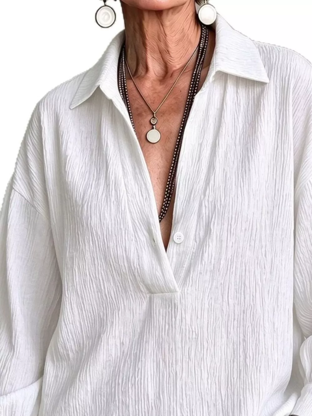 Full Size Textured Lantern Sleeves Blouse Plus Size, image 11