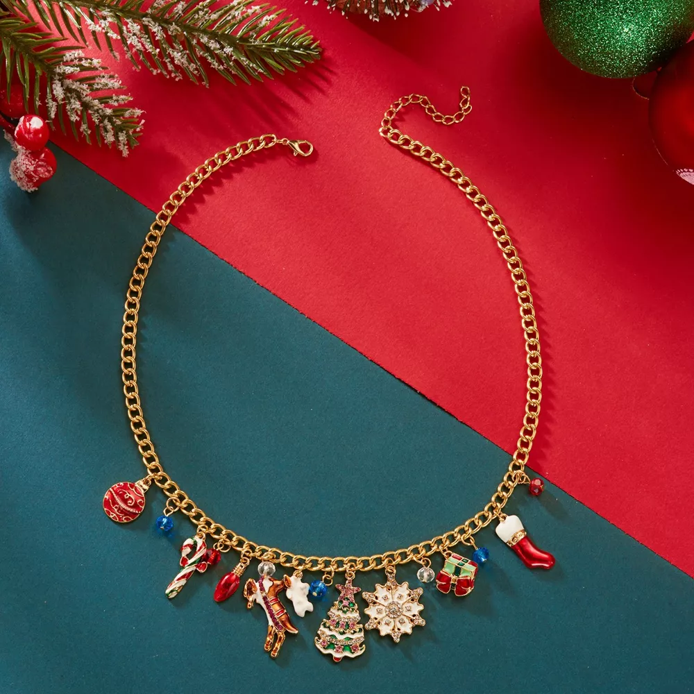 18K Gold-Plated Christmas Charm Necklace, image 3