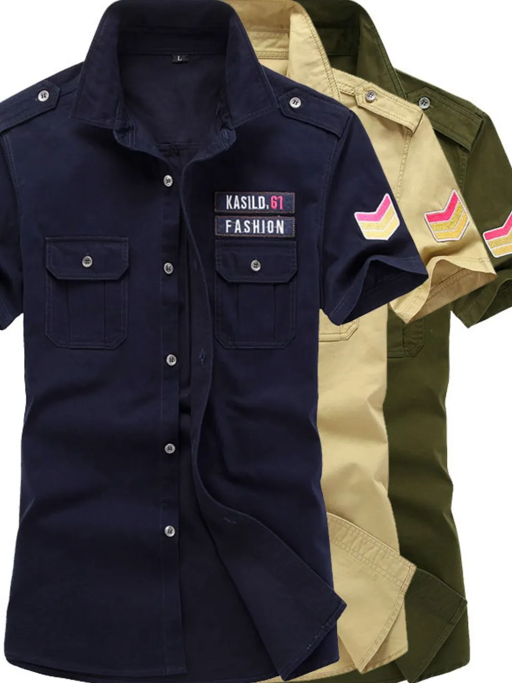 Men's Plus Size Embroidered Collared Neck Short Sleeve Shirt, image 2