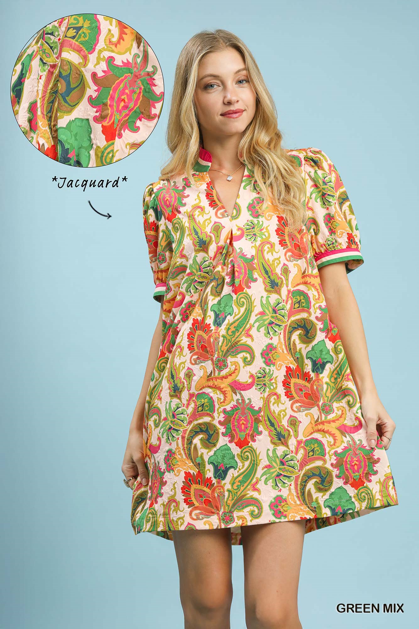 Jacquard Abstract Print Mini Dress