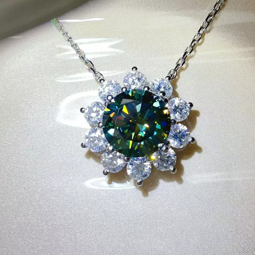 5 Carat Moissanite 925 Sterling Silver Pendant Necklace
