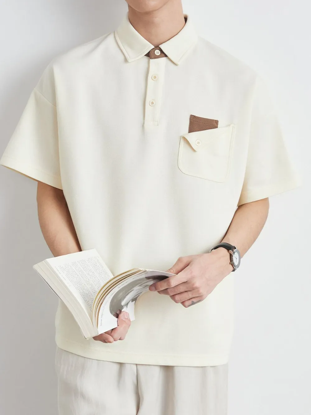 Men's Plus Size Short Sleeve Button Detail Polo
