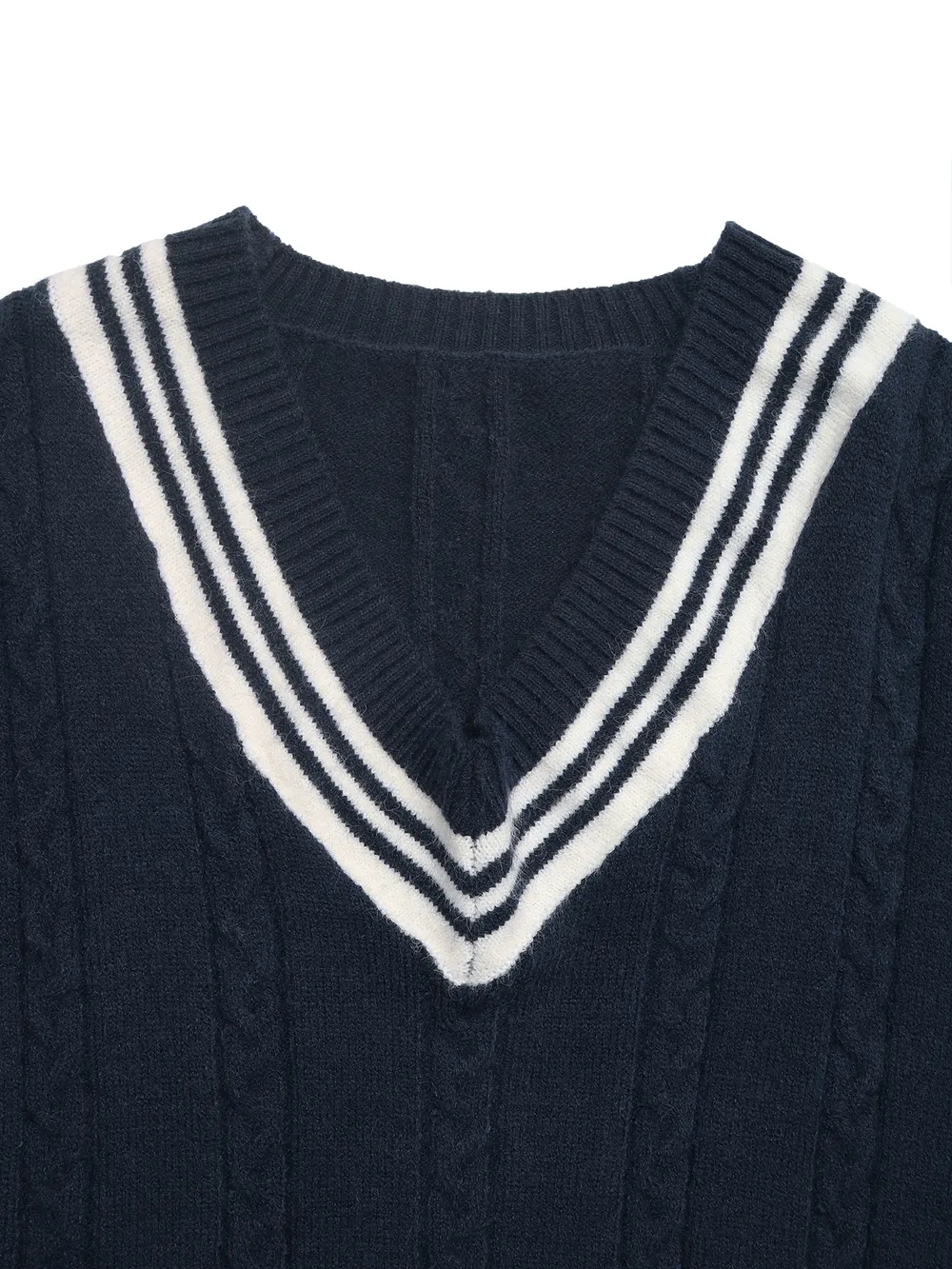 Contrast Striped V-Neck Sweater, image 2