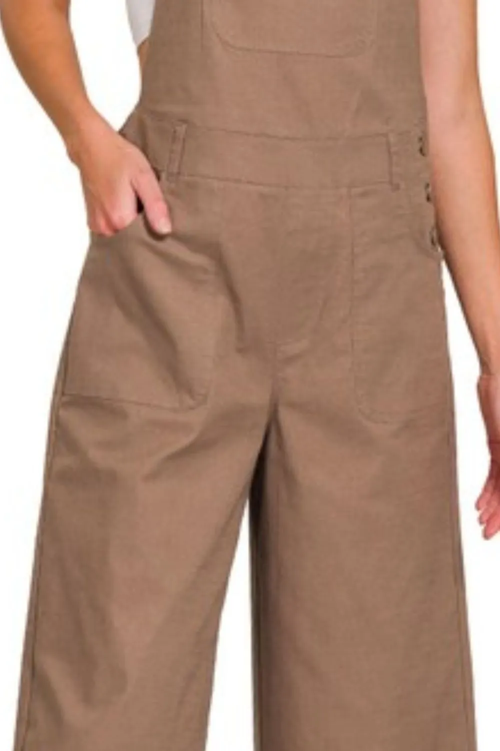 Woven Spaghetti Strap Overalls, image 2