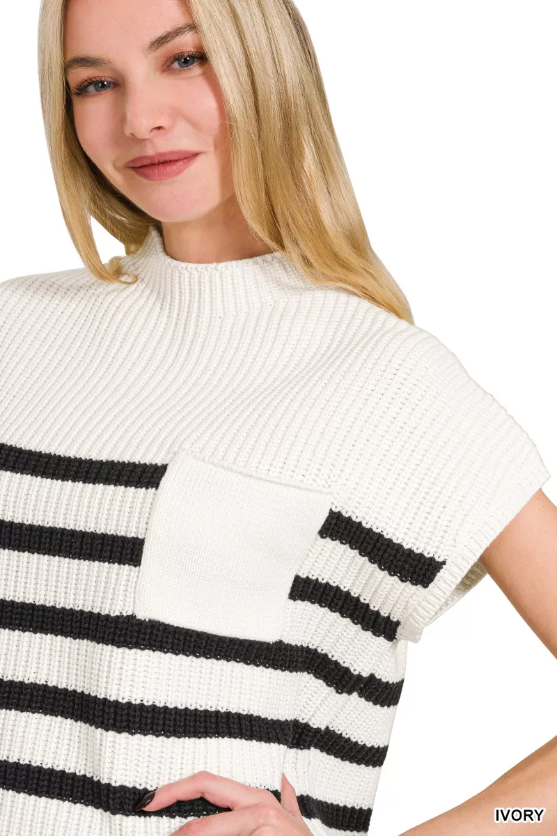 Short Sleeve Stripe Sweater, image 4