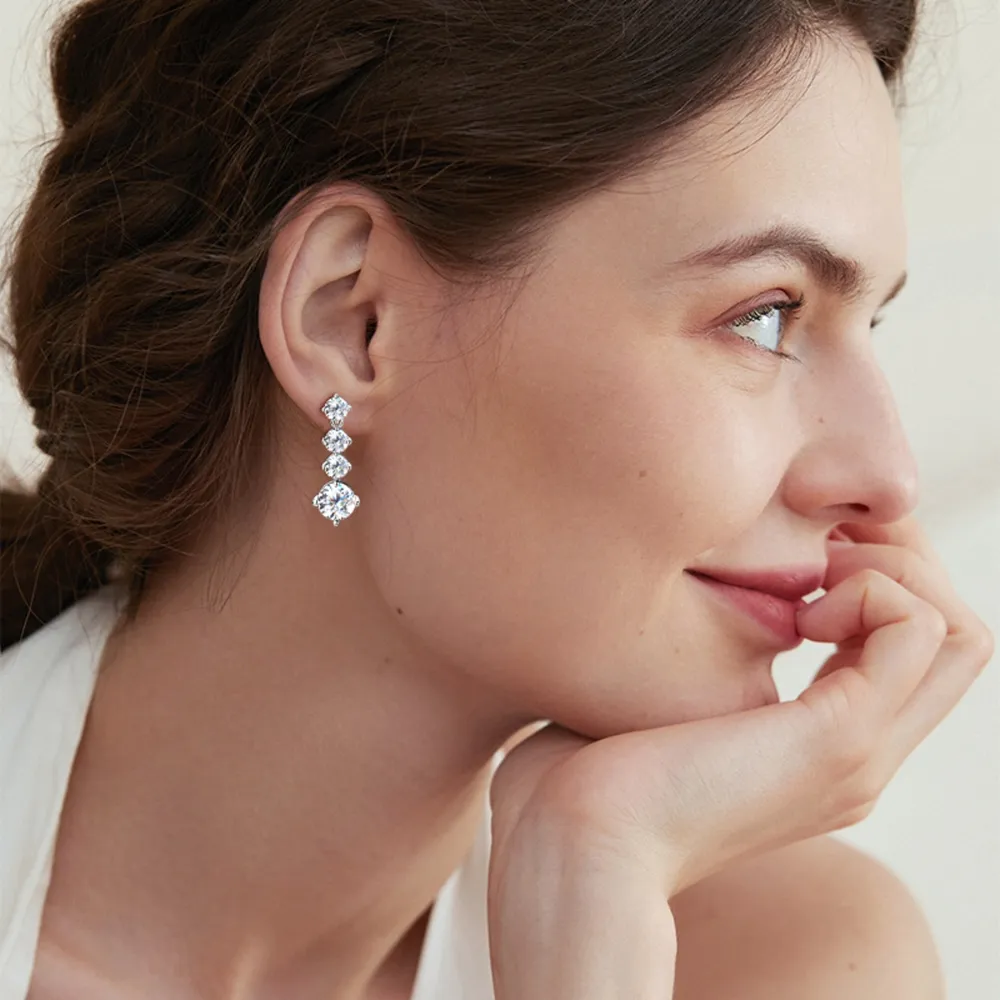 4 Carat Moissanite 925 Sterling Silver Earrings, image 2