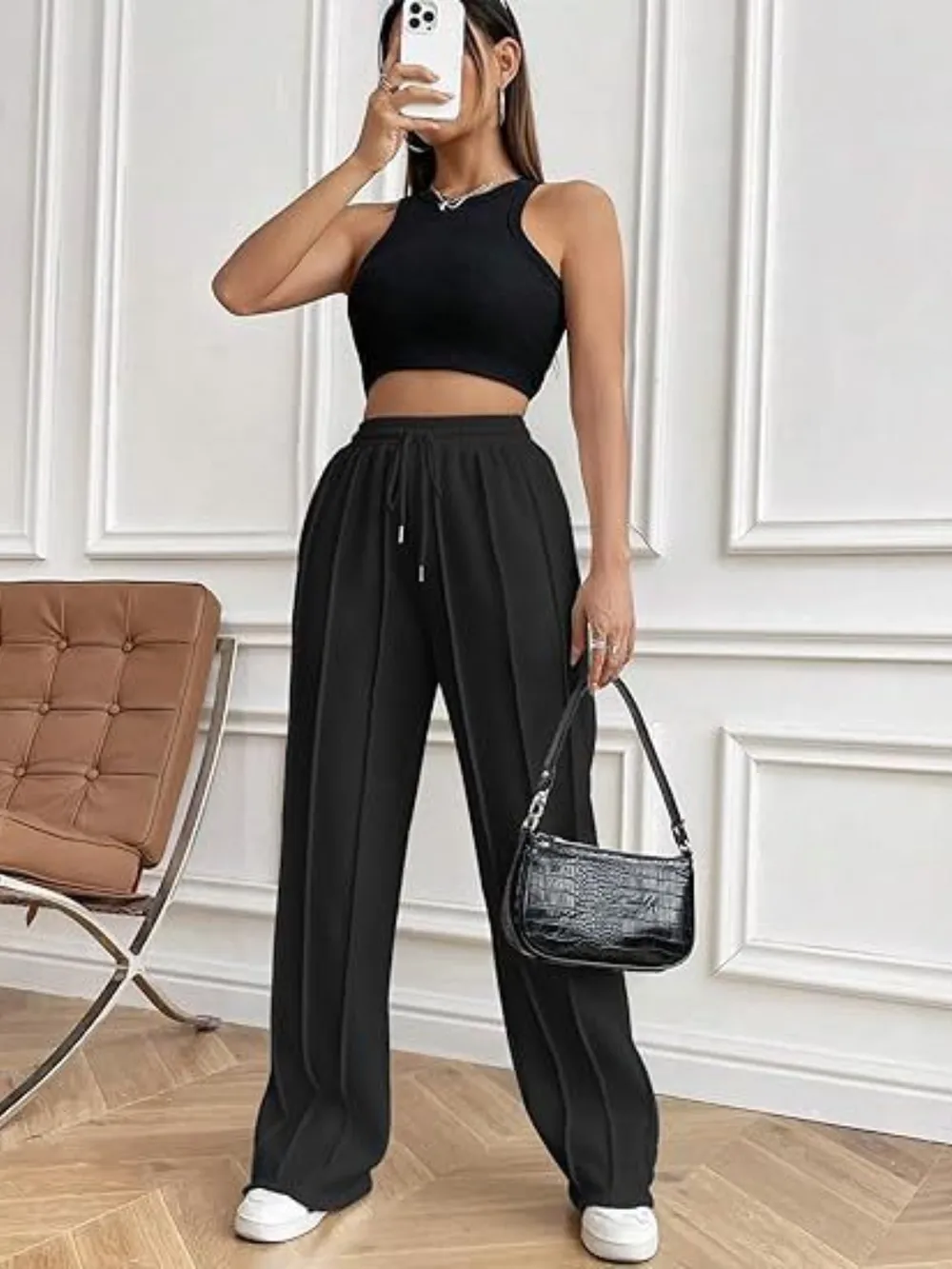 Drawstring Wide Leg Pants with Pockets, image 6