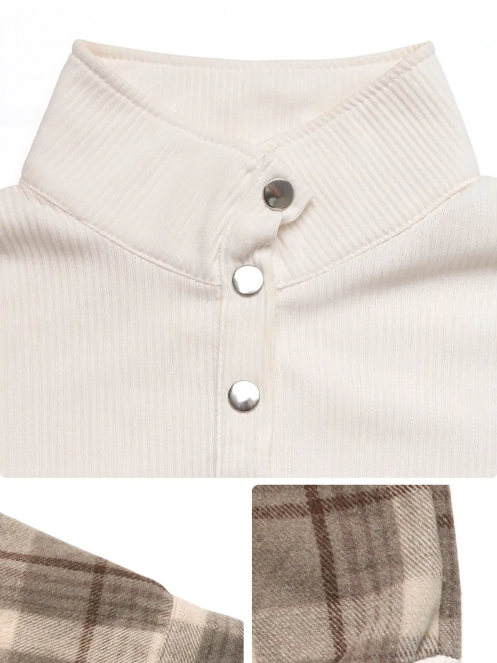 Snap Down Plaid Long Sleeve Sweatshirt, image 7
