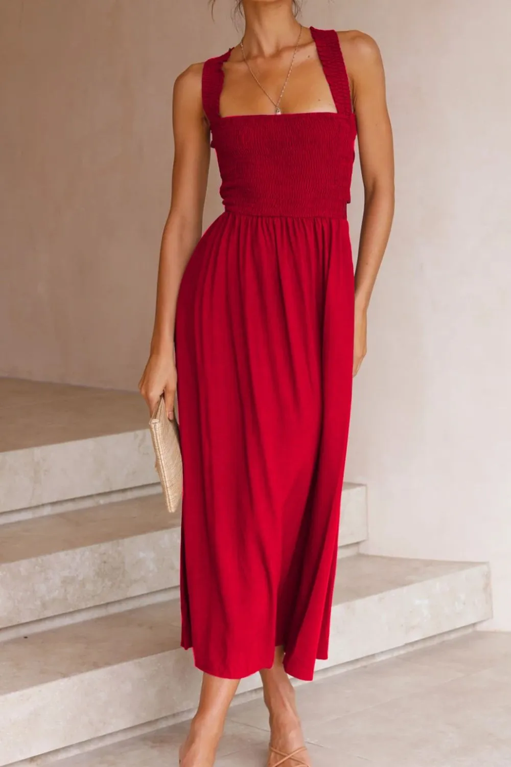 Crisscross Smocked Wide Strap Dress, image 6