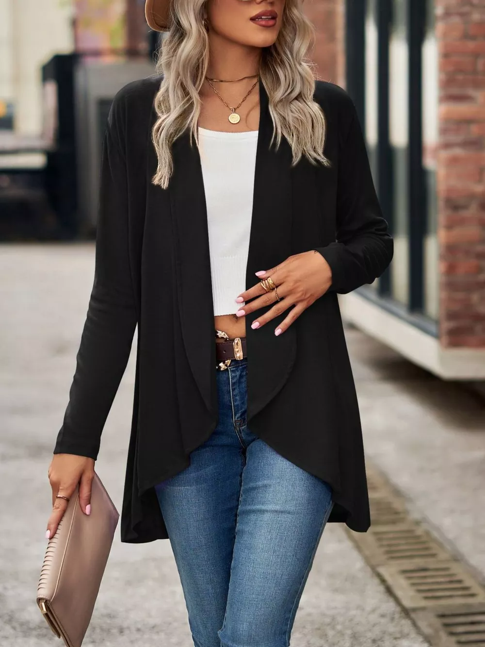 Open-Front Dropped Shoulder Cardigan, image 25