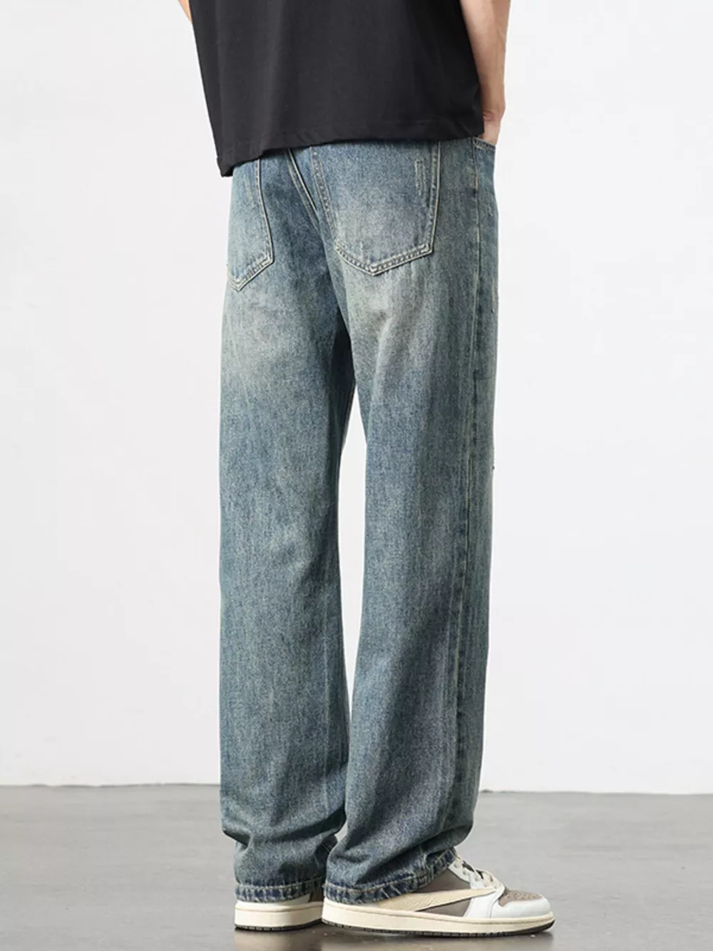 Men's Washed Wide Leg Jeans, image 7