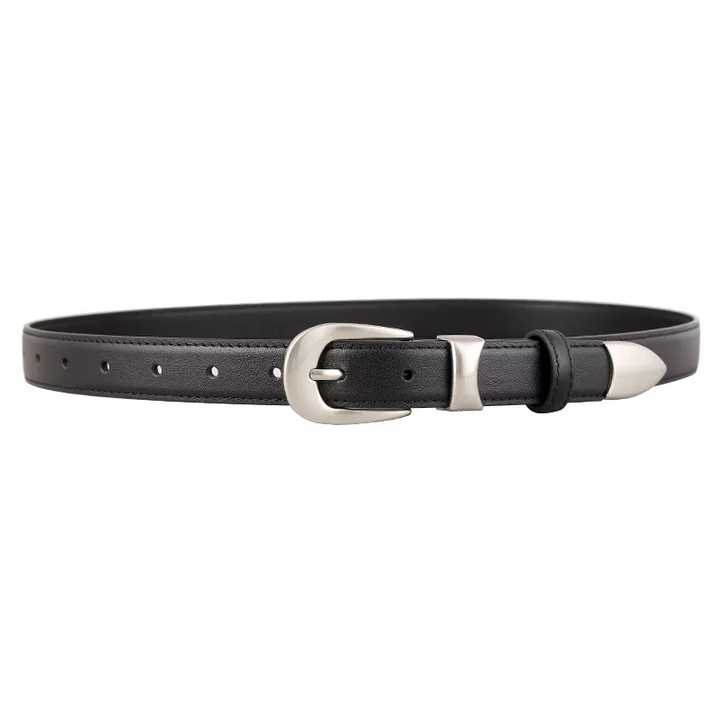 Classic Leather Belt with Silver Buckle, image 3