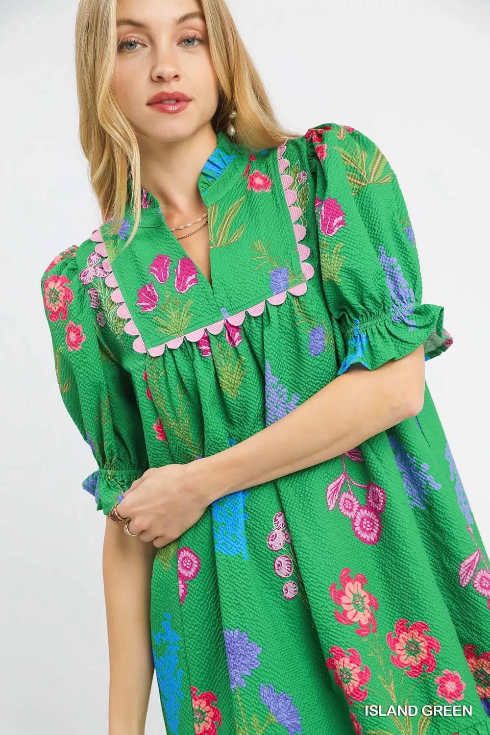 Multi Flower Print V-Neck Dress, image 4