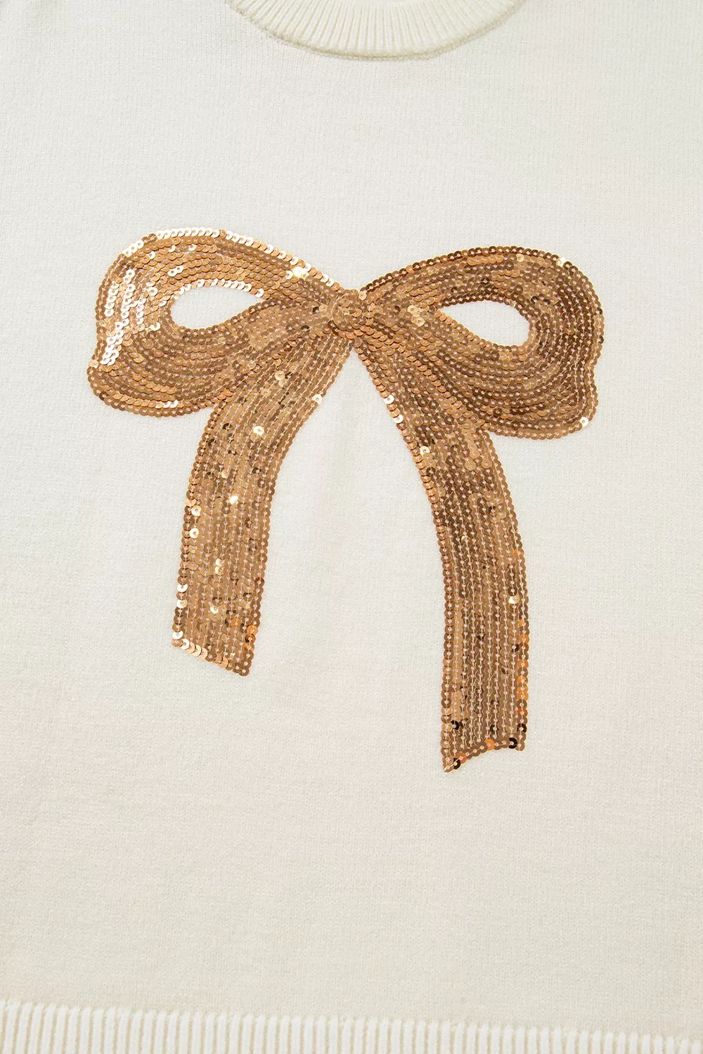Sequin Bow Embellished Pullover Sweater, image 5