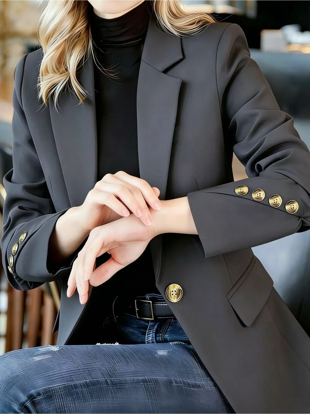 Full Size One Button Lapel Collar Blazer Plus Size, image 11