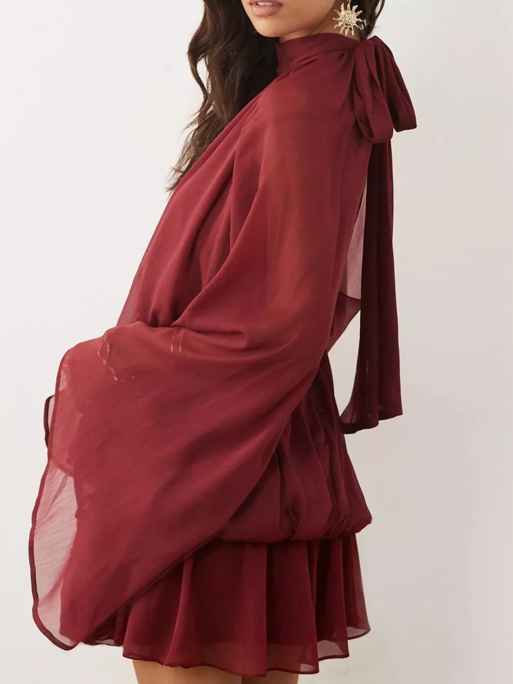 Tie Back Flare Sleeve Mini Dress, image 18