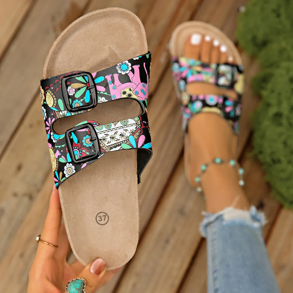 Printed Double Buckle Sandals, image 6