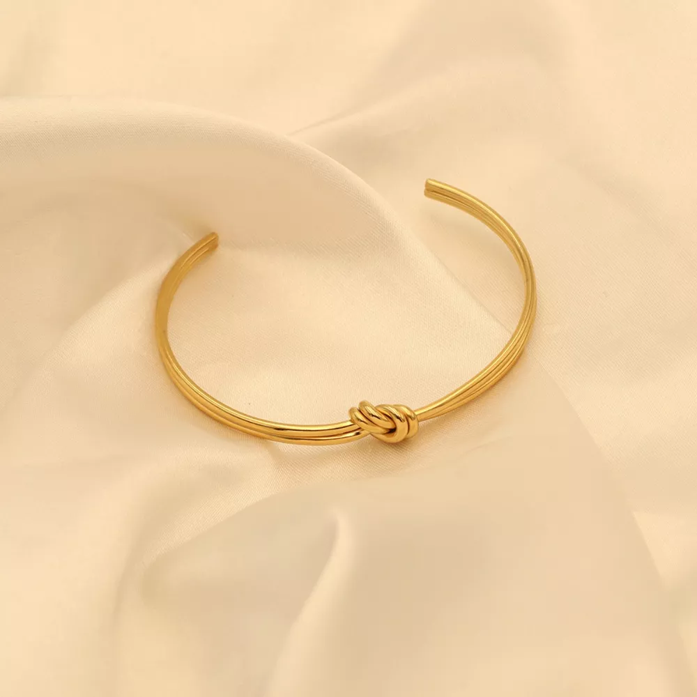 18K Gold-Plated Knot Open Bracelet, image 2
