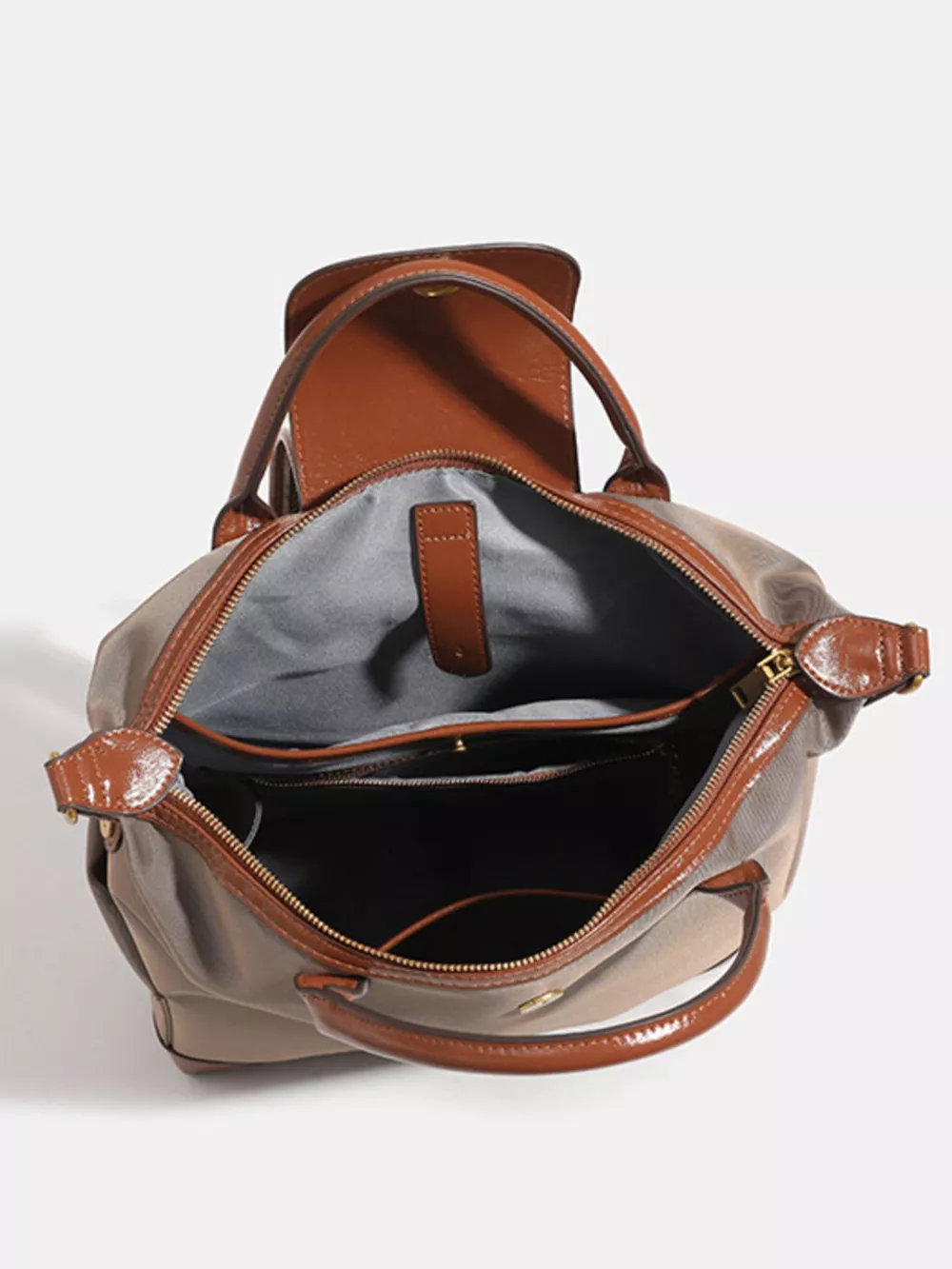 Leather Trim Backpack Bag, image 4