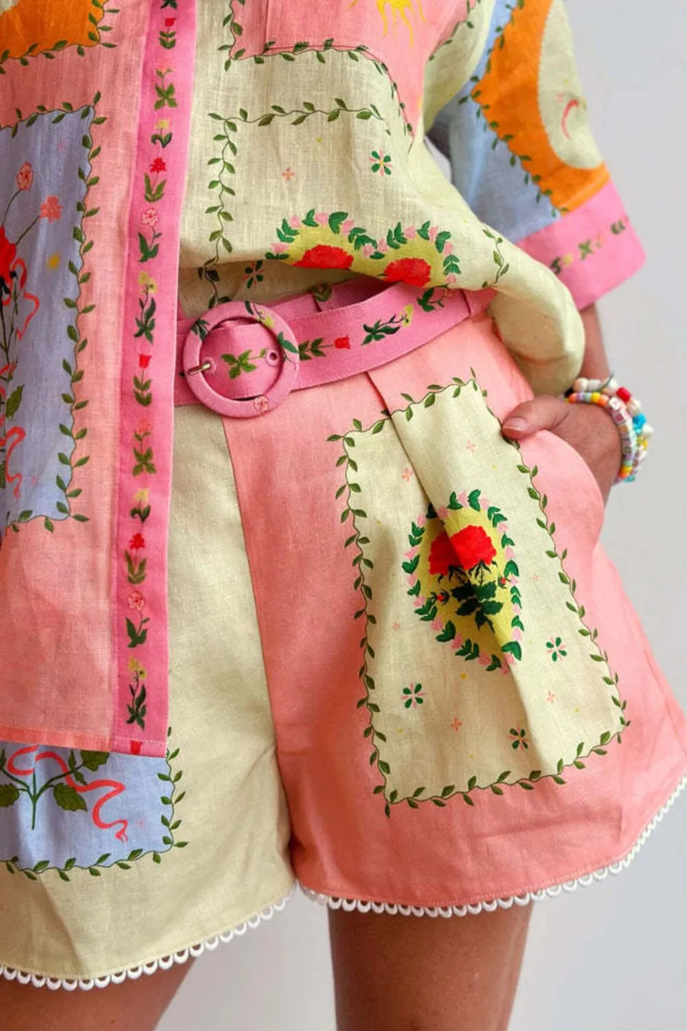 Printed Short Sleeve Shirt and Shorts Set, image 2