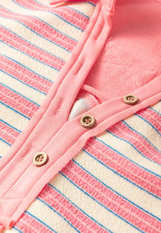 Striped Johnny Collar Long Sleeve Sweatshirt, image 2