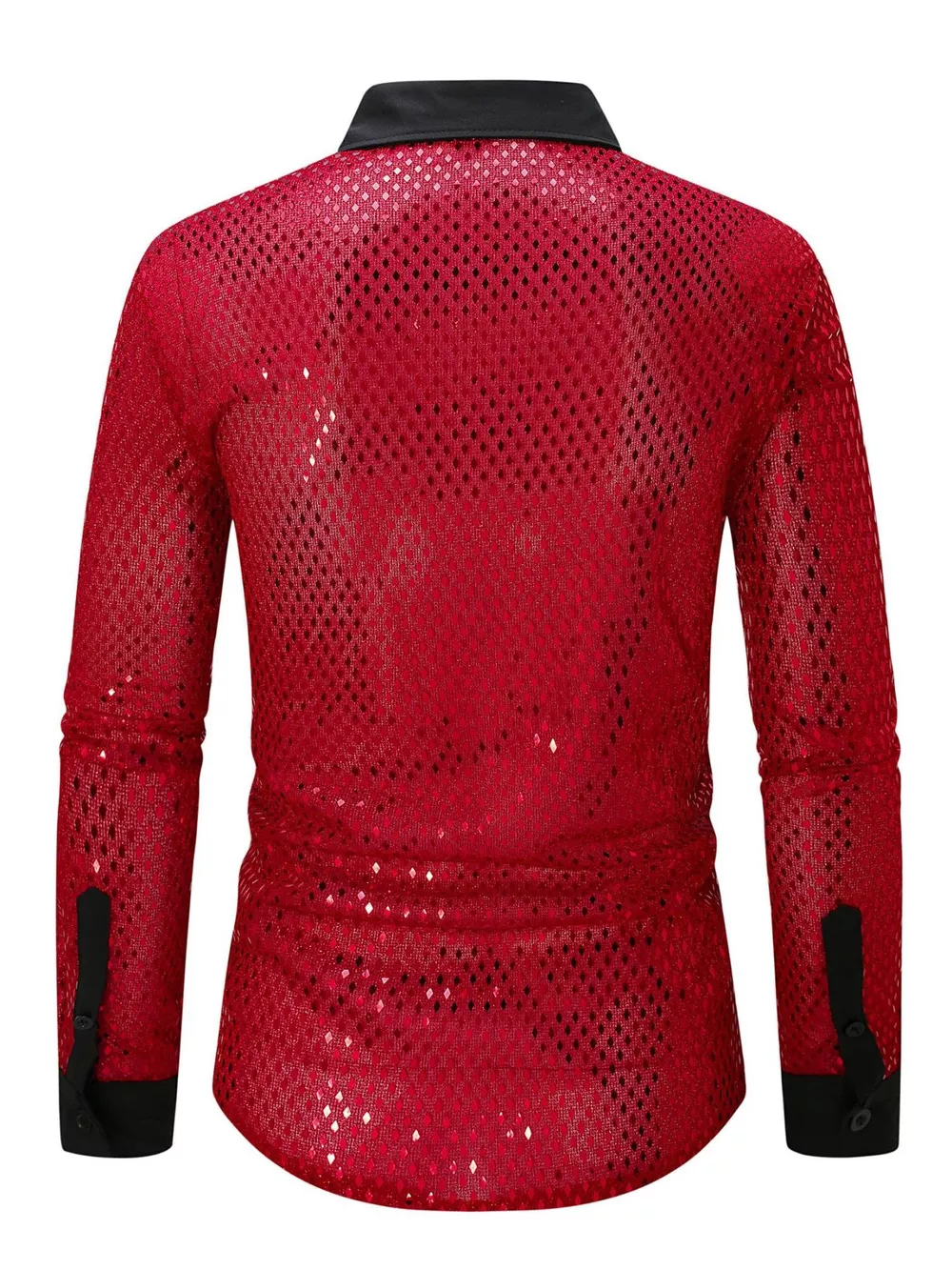 Men's Full Size Openwork Long Sleeve Shirt Plus Size, image 6