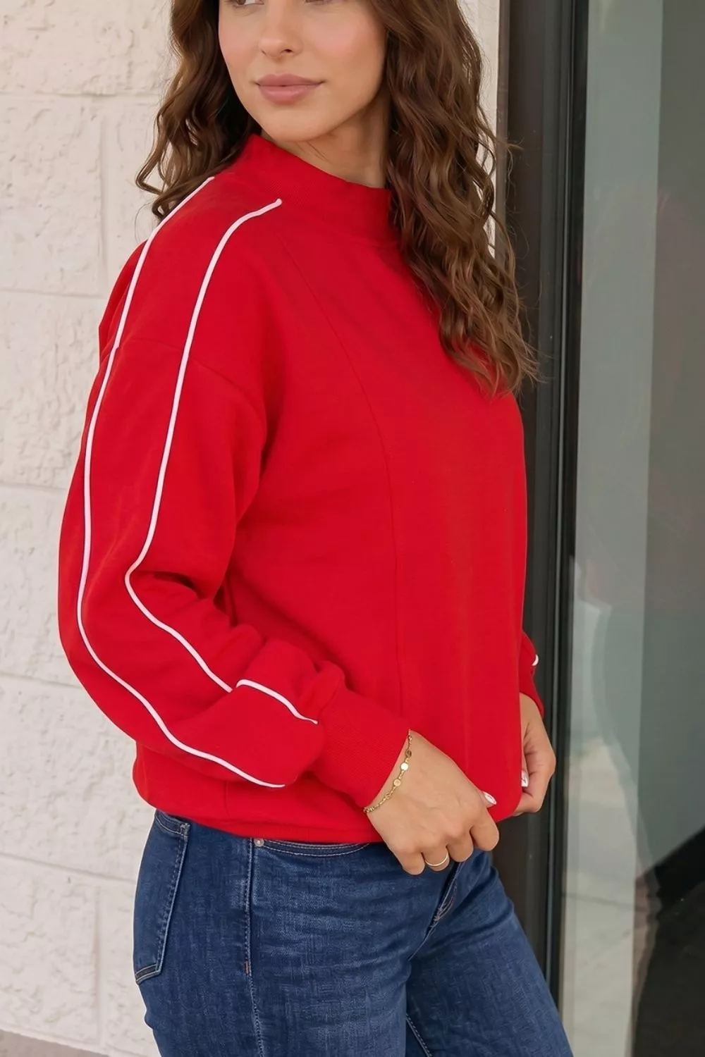 Stand Neck Long Sleeve Regular Fit Sweatshirt, image 4