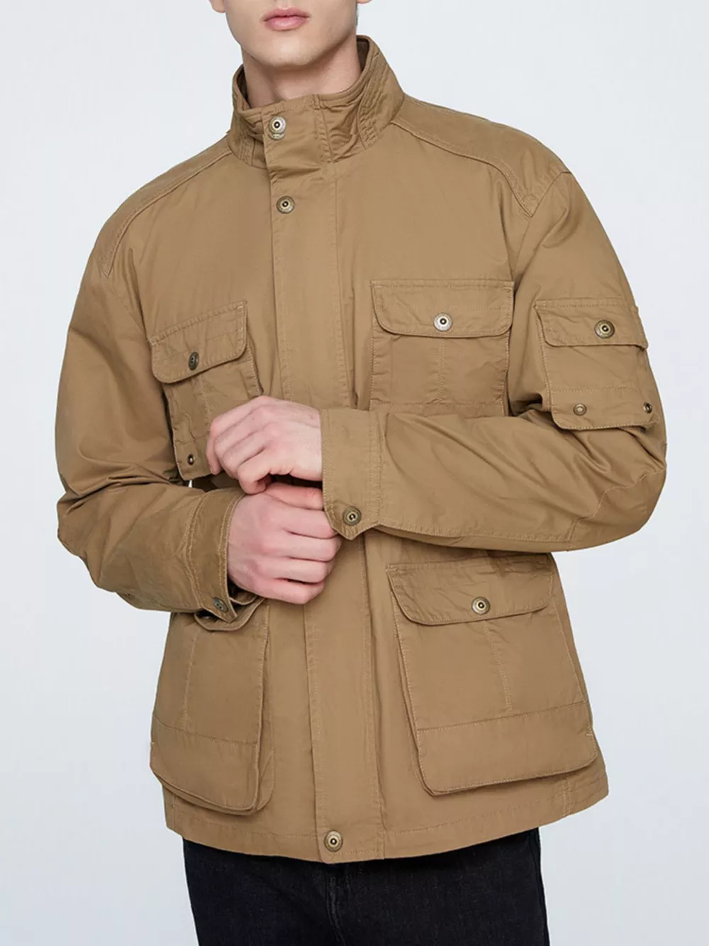 Men's Plus Size Multi-Pocket Zip Up Jacket, image 5