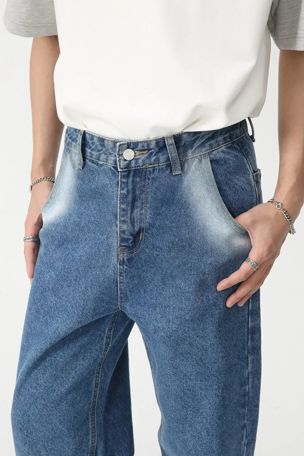 Men's Tie-Dye Washed Straight Leg Jeans, image 4
