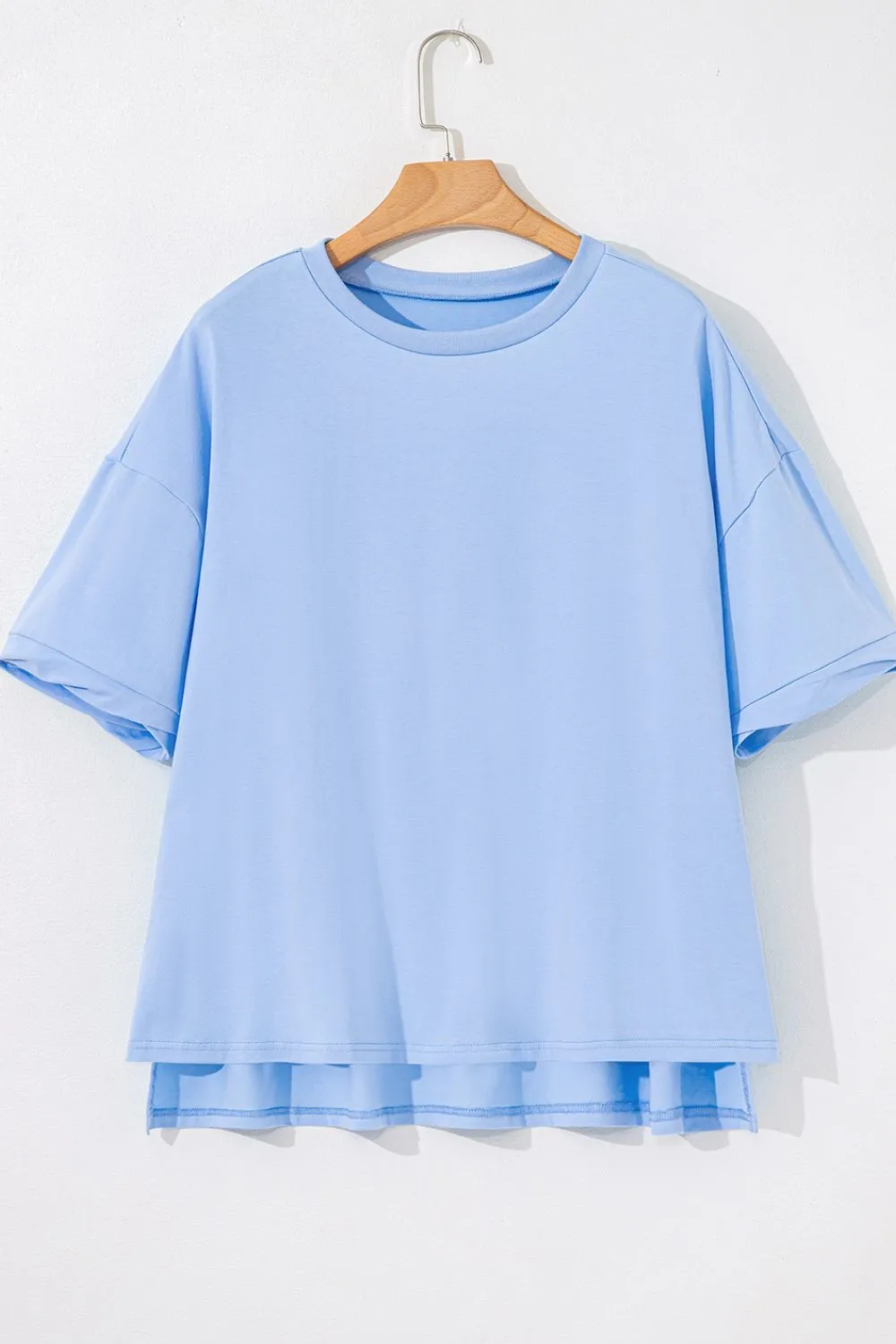 Loose Half Sleeve Hi Low Hem T Shirt, image 4