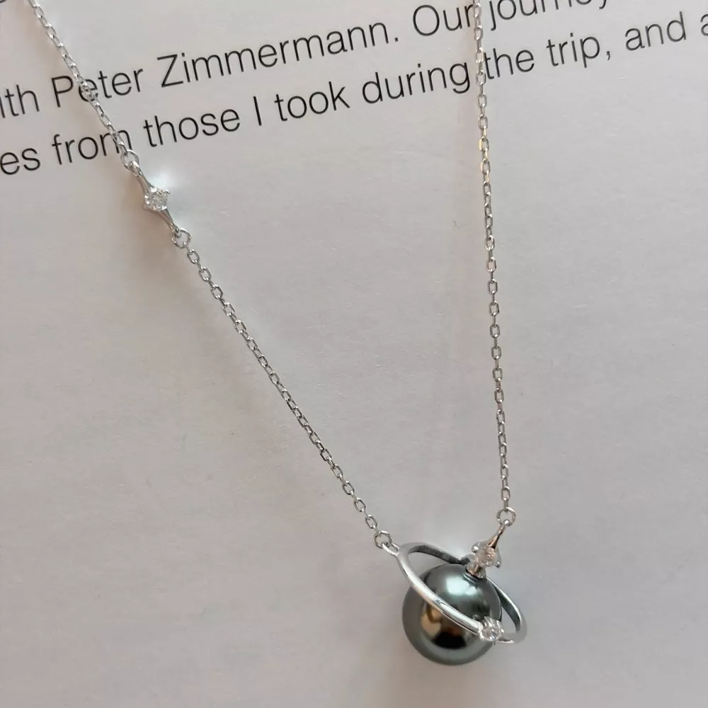 Planet Pearl Pendant Necklace, image 2