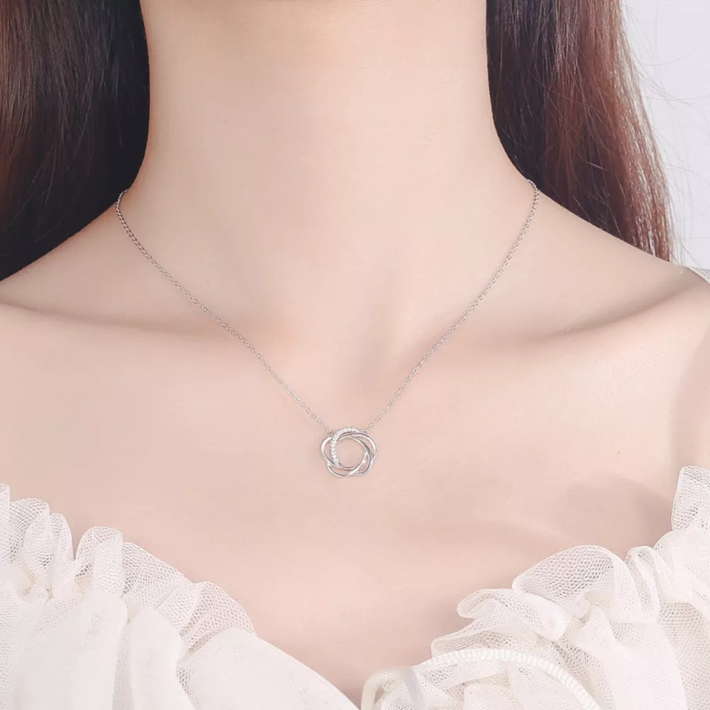 925 Sterling Silver Zircon Pendant Necklace, image 4