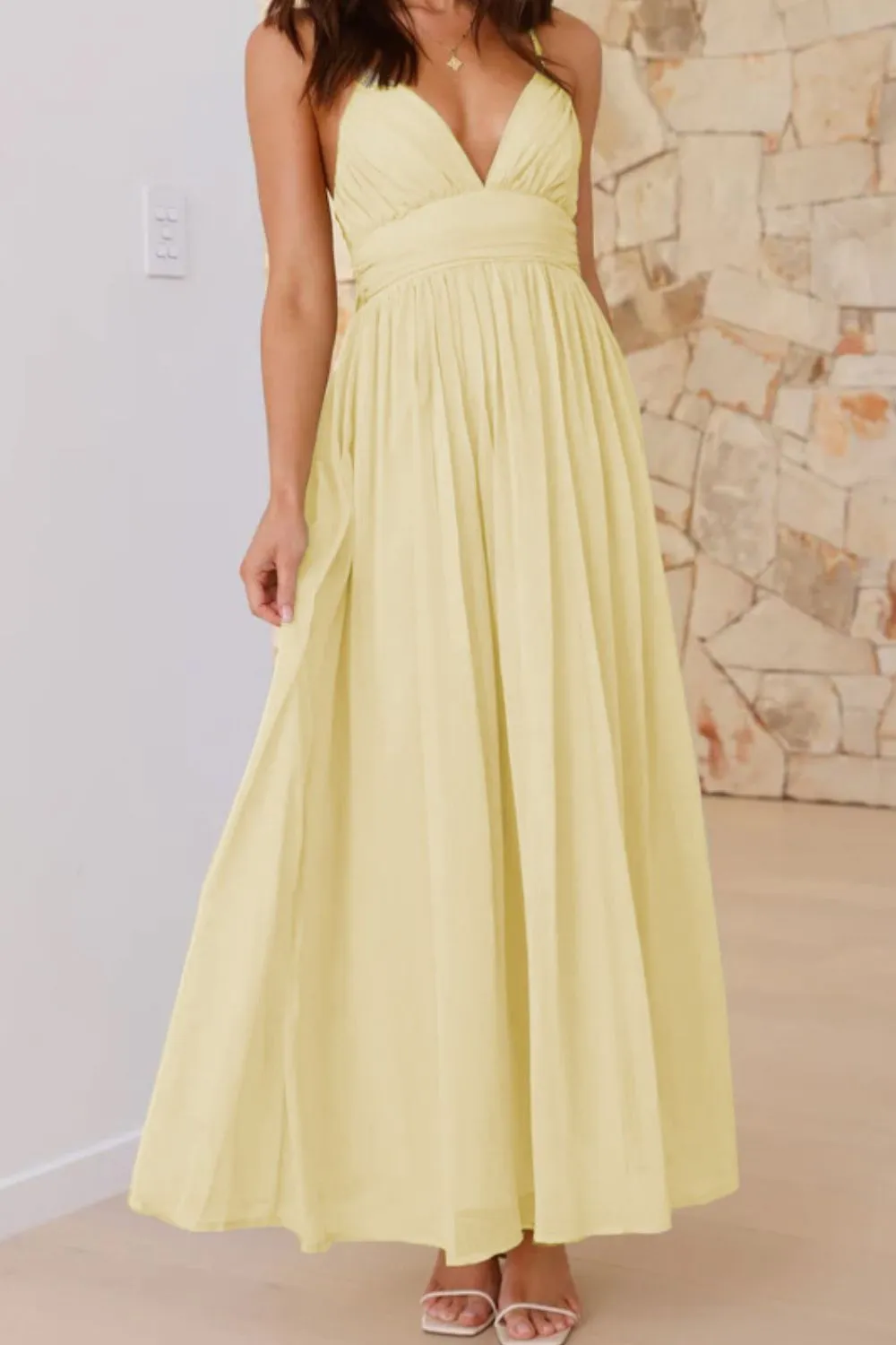 Ruched V-Neck Cami Dress, image 3