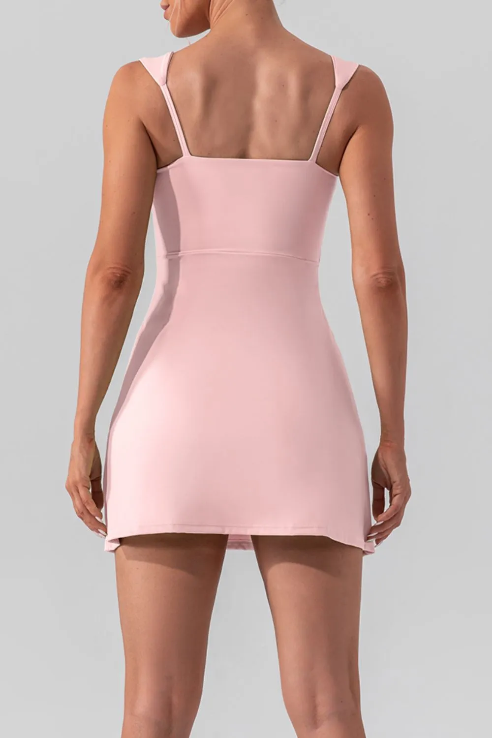 Square Neck Sleeveless Slit Mini Active Dress, image 4