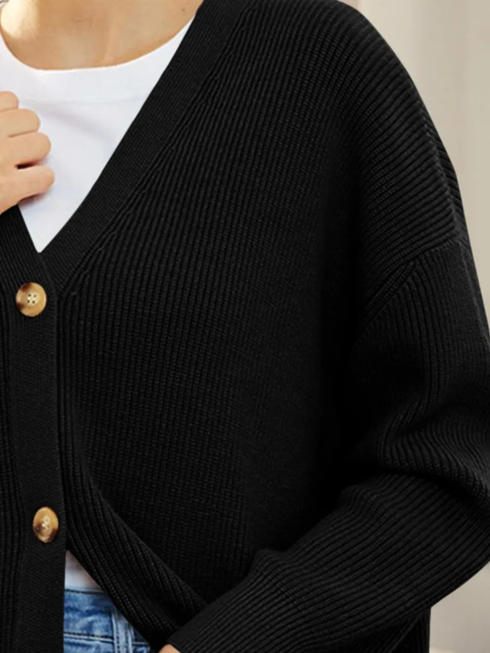 Button Down V-Neck Long Sleeve Cardigan, image 18