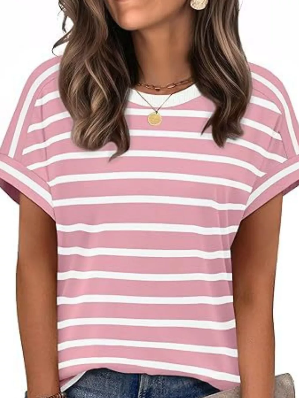 Striped Short Sleeve Casual T-Shirt, image 6