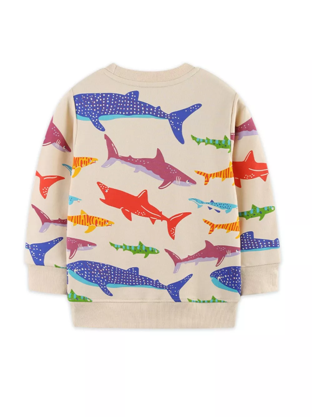 Children's Colorful Shark Print Crewneck Sweatshirt, image 3