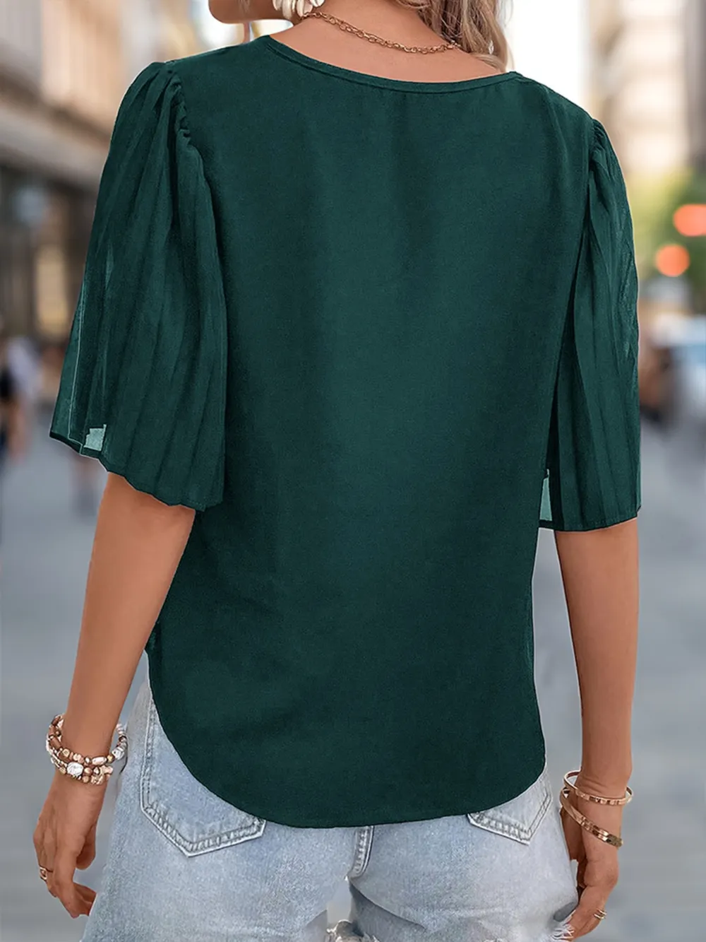 V-Neck Half Sleeve Blouse, image 2