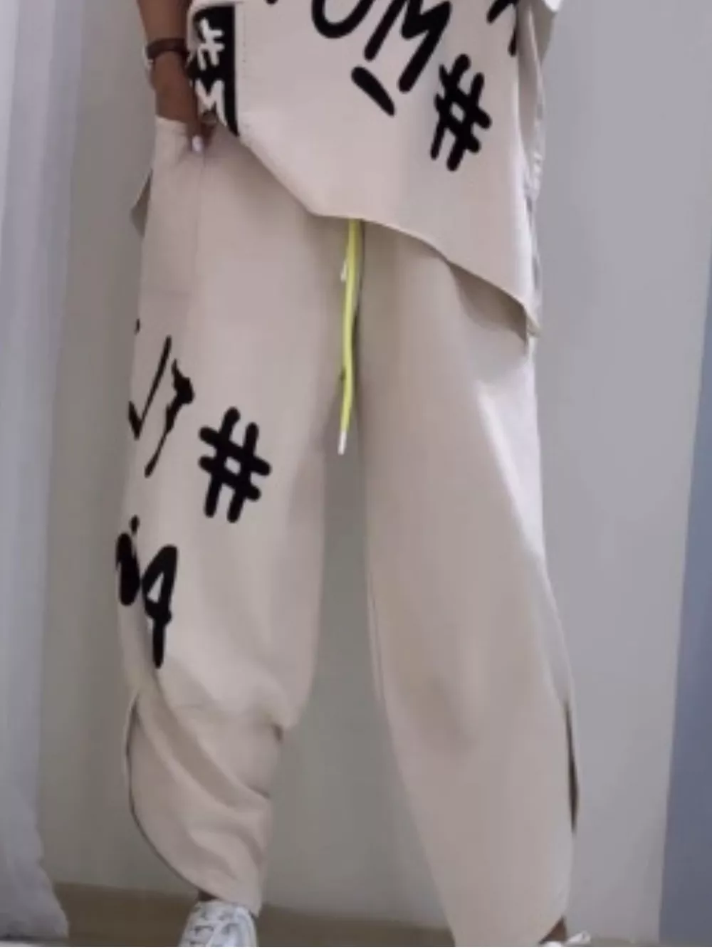 Full Size Letter Round Neck Tee and Drawstring Pants Set Plus Size, image 15