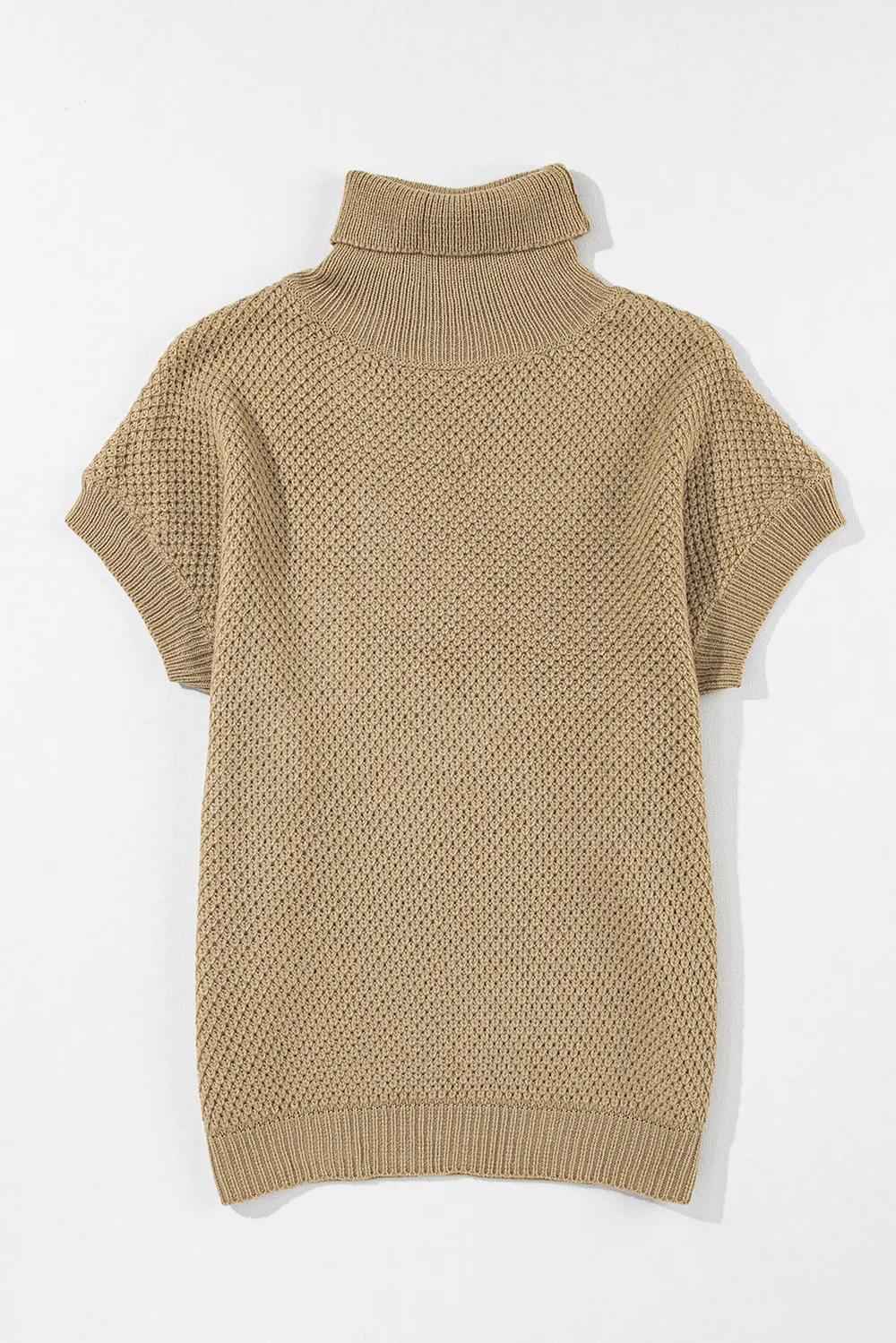 Solid Color Turtleneck Short Sleeve Sweater, image 2