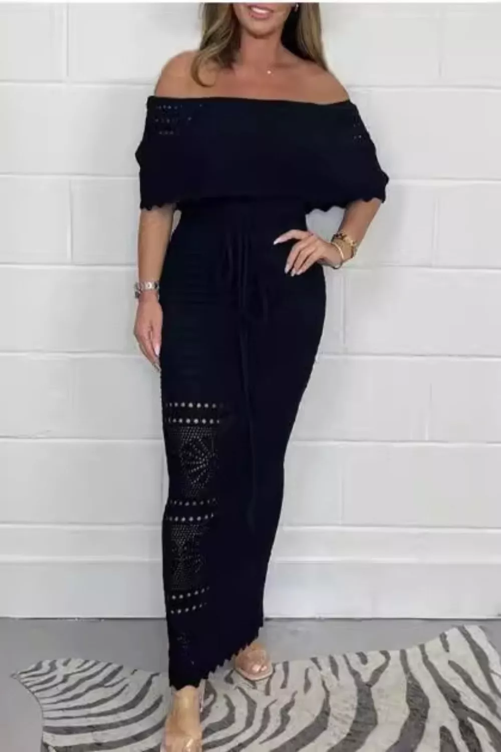 Crochet Off-Shoulder Maxi Dress, image 3