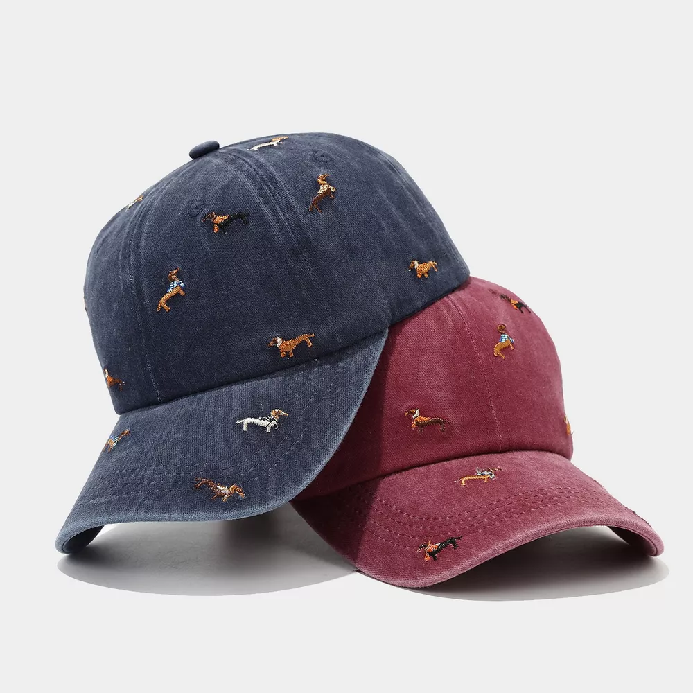 Dog Embroidered Washed Cotton Baseball Cap, image 2