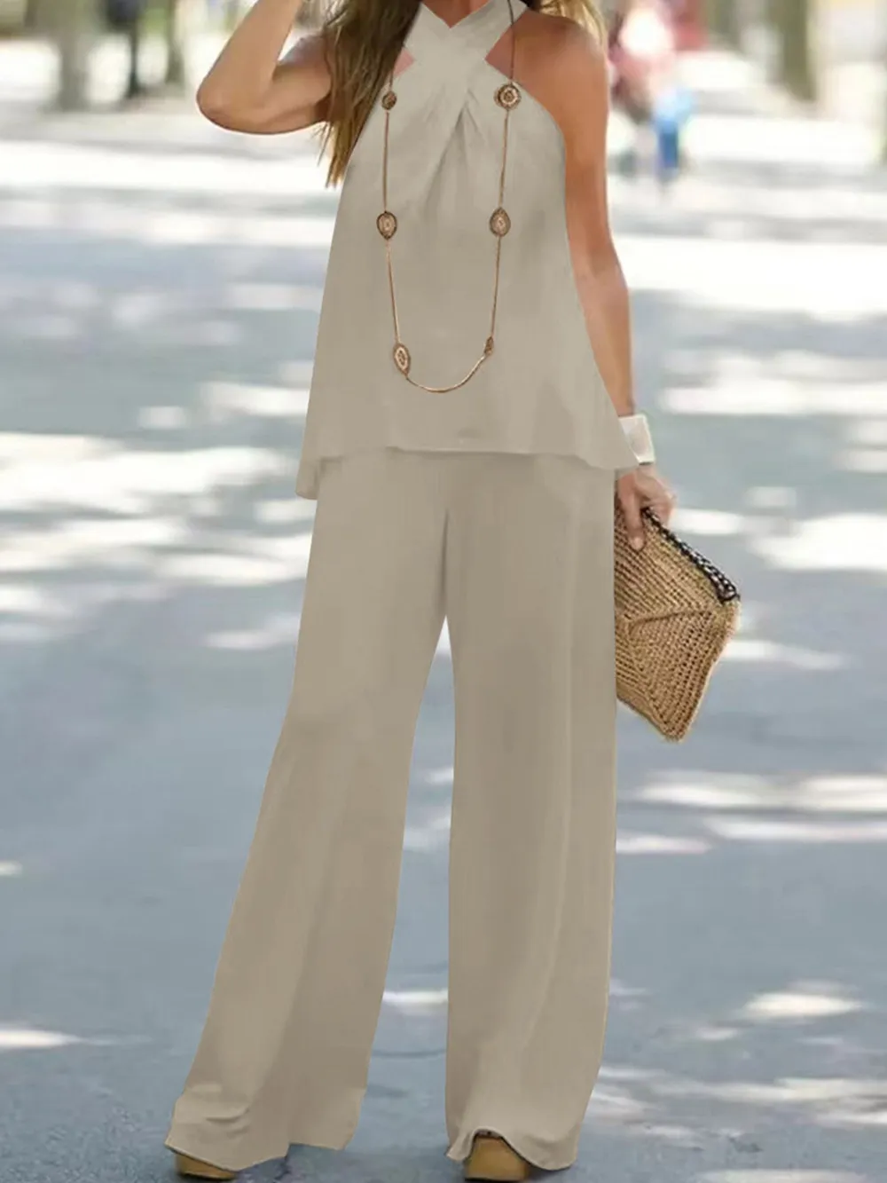 Halter Top and Wide Leg Pants Matching Set, image 7