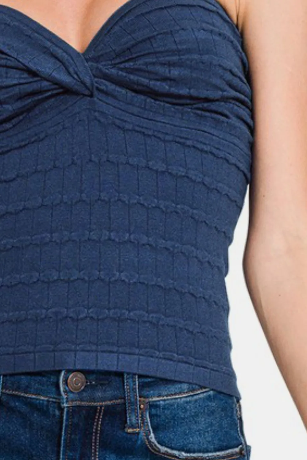 Ruched Twisted Sweetheart Neck Top, image 3