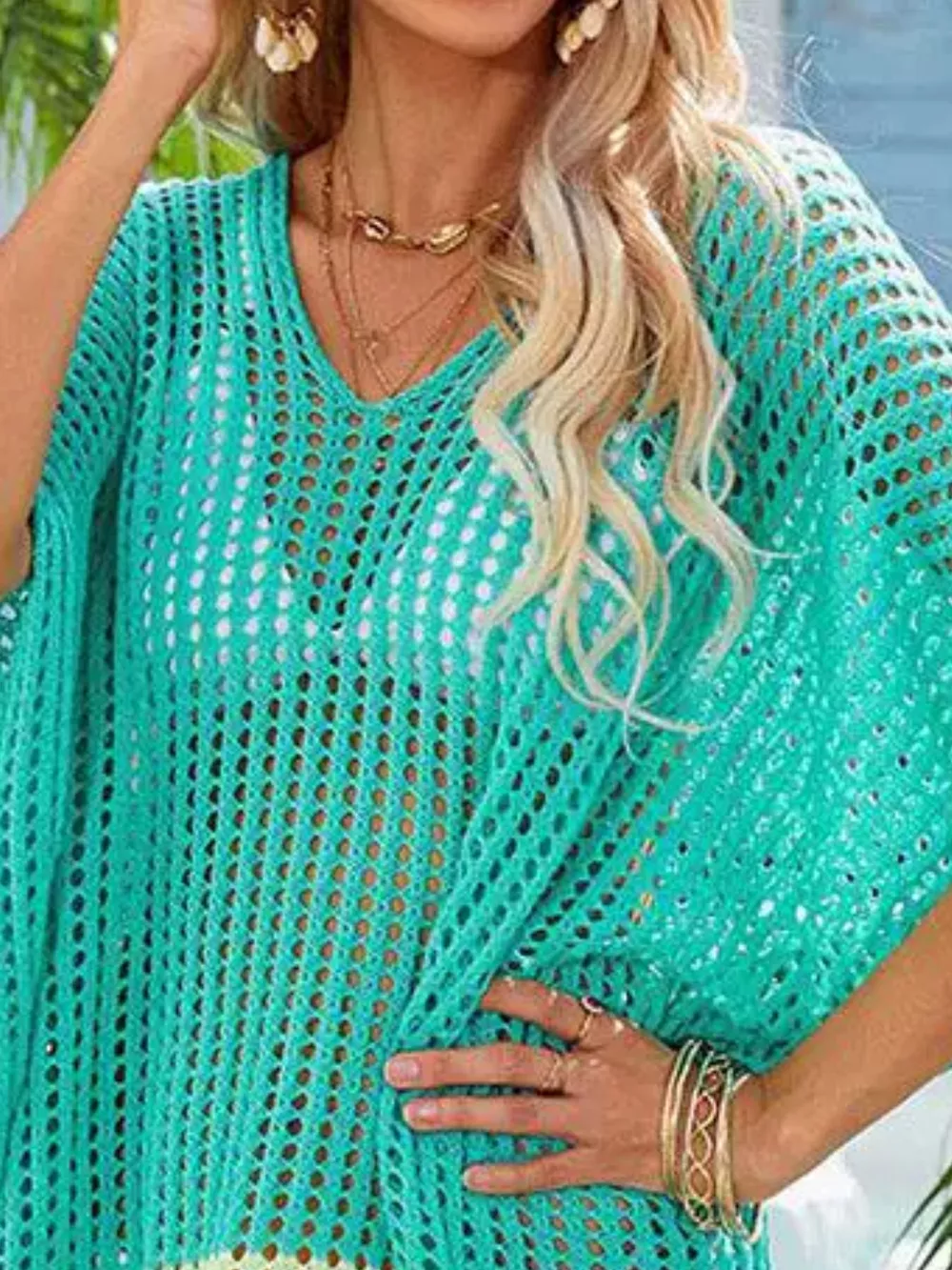 Crochet Rainbow Trim Cover-Up Dress, image 8